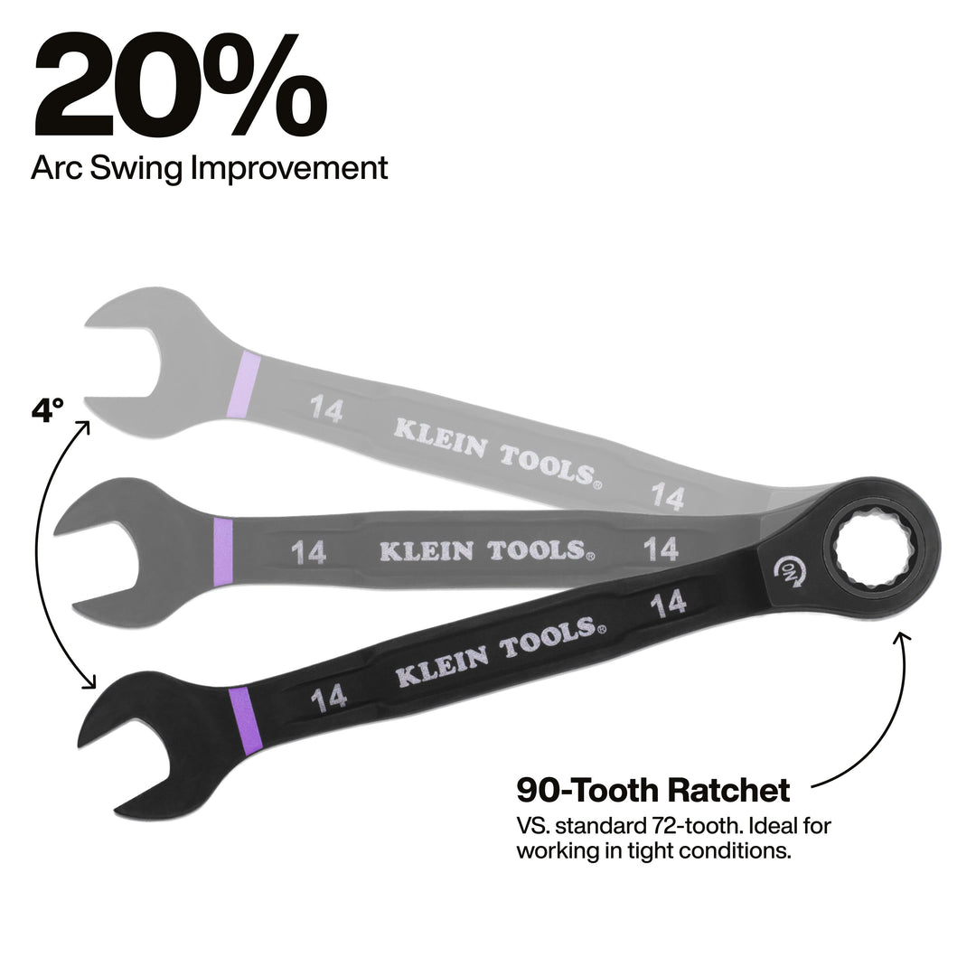 Klein Tools 69418CG Ratcheting Combination Wrench Set, SAE / Metric, 18 Pc.