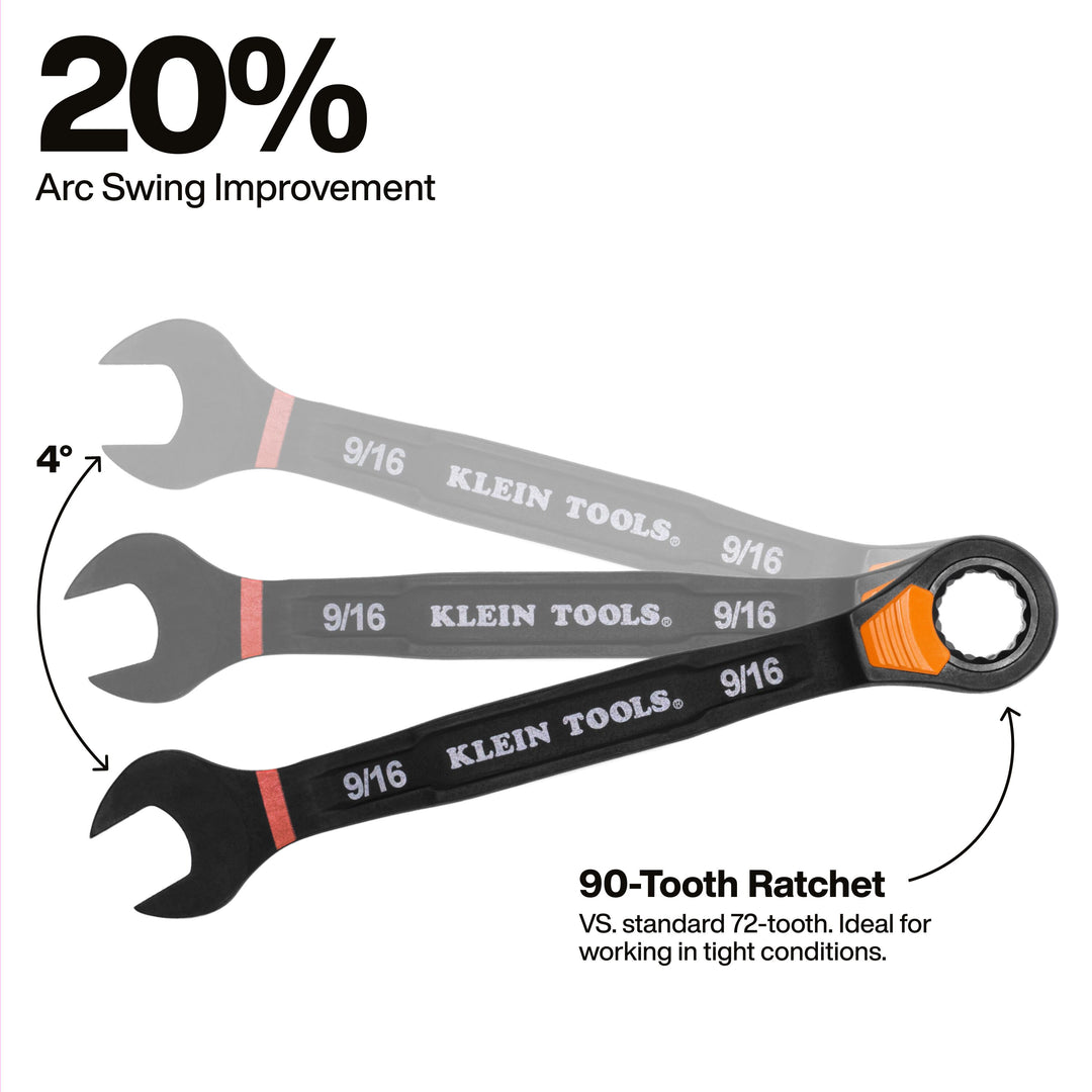 Klein Tools 69508 Ratcheting Combination Slide-Lock Wrench Set, SAE, 8 Pc.