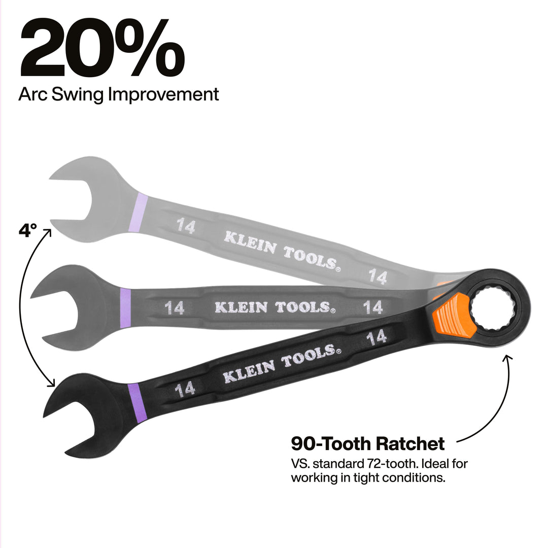 Klein Tools 69508M Ratcheting Combination Slide-Lock Wrench Set, Metric, 8 Pc.