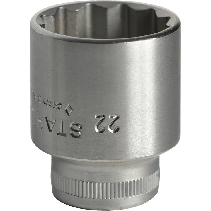 Stahlwille 02010022 45 12-pt Bi-Hex Socket, 3/8" Drive 22 mm