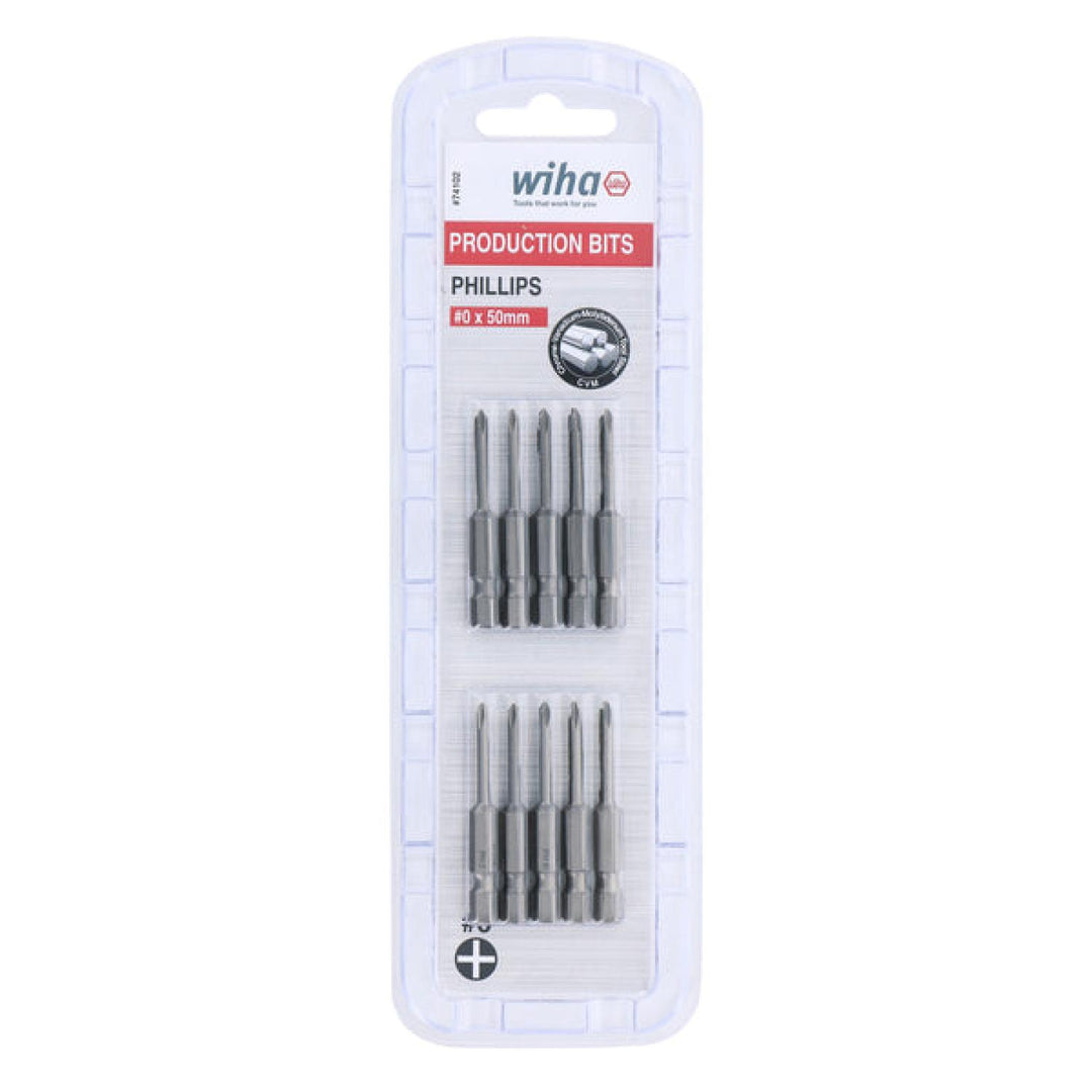 Wiha Tools 74102 Phillips Power Bit, #0 x 50 mm, 10 Pk.