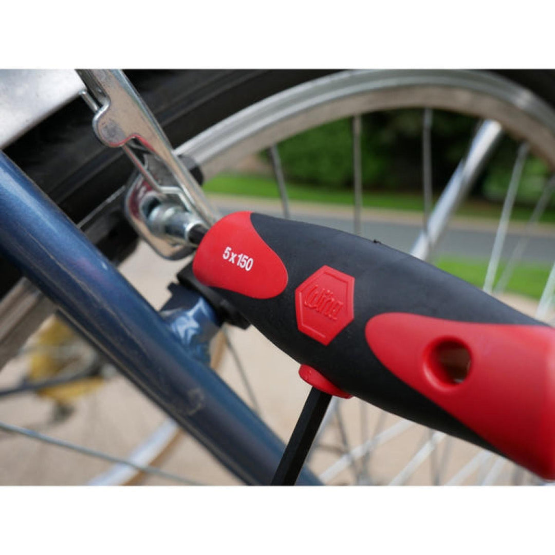 Wiha Tools 33489 Soft Grip Dual Drive Ball End Hex Metric Black Finish T-Handle Drivers, 8 Pc. Set in Metal Stand