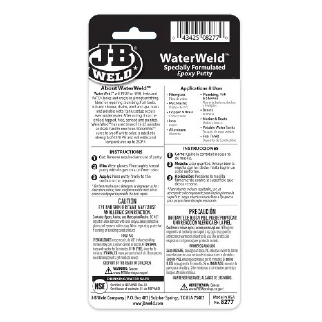 J-B Weld 8277 WaterWeld Epoxy Putty, 2 oz.