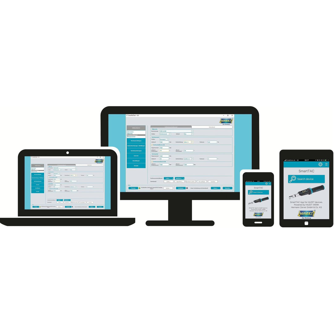 Hazet 7292-5STAC 14 x 18 mm insert square ∙ hollow ∙ 1/2 inch (12.5 mm) square ∙ solid Electronic torque wrench with built-in angle gauge ∙ 20 – 200 Nm ∙ 15 – 150 lbf.ft ∙ ±1%
