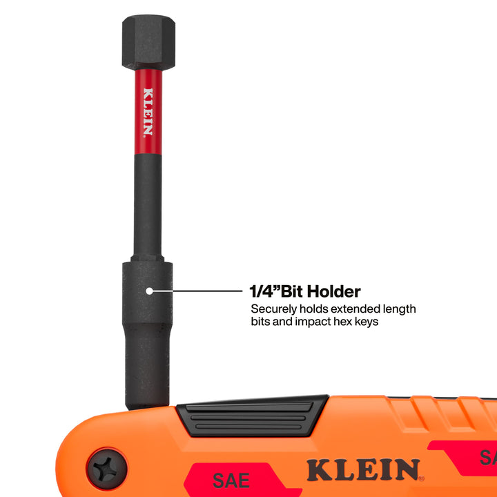Klein Tools 70550HD Extended Reach Impact Folding Hex Key Set, SAE