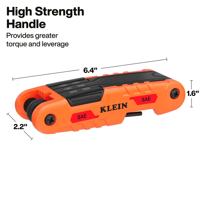 Klein Tools 70550HD Extended Reach Impact Folding Hex Key Set, SAE