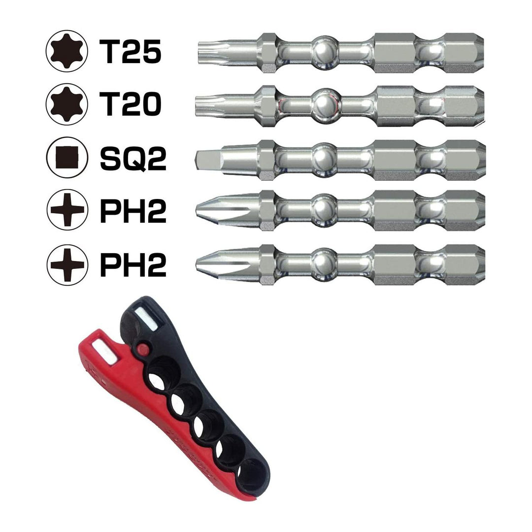 Vessel Tools IBMG50K003 Impact Ball Torsion Bits Assortment, 5 Bits and Magnetic Charing Holder