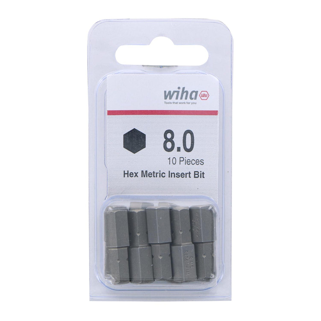 Wiha Tools 71321 Hex Metric Insert Bits, 8.0 mm x 25 mm, 10 Pk.