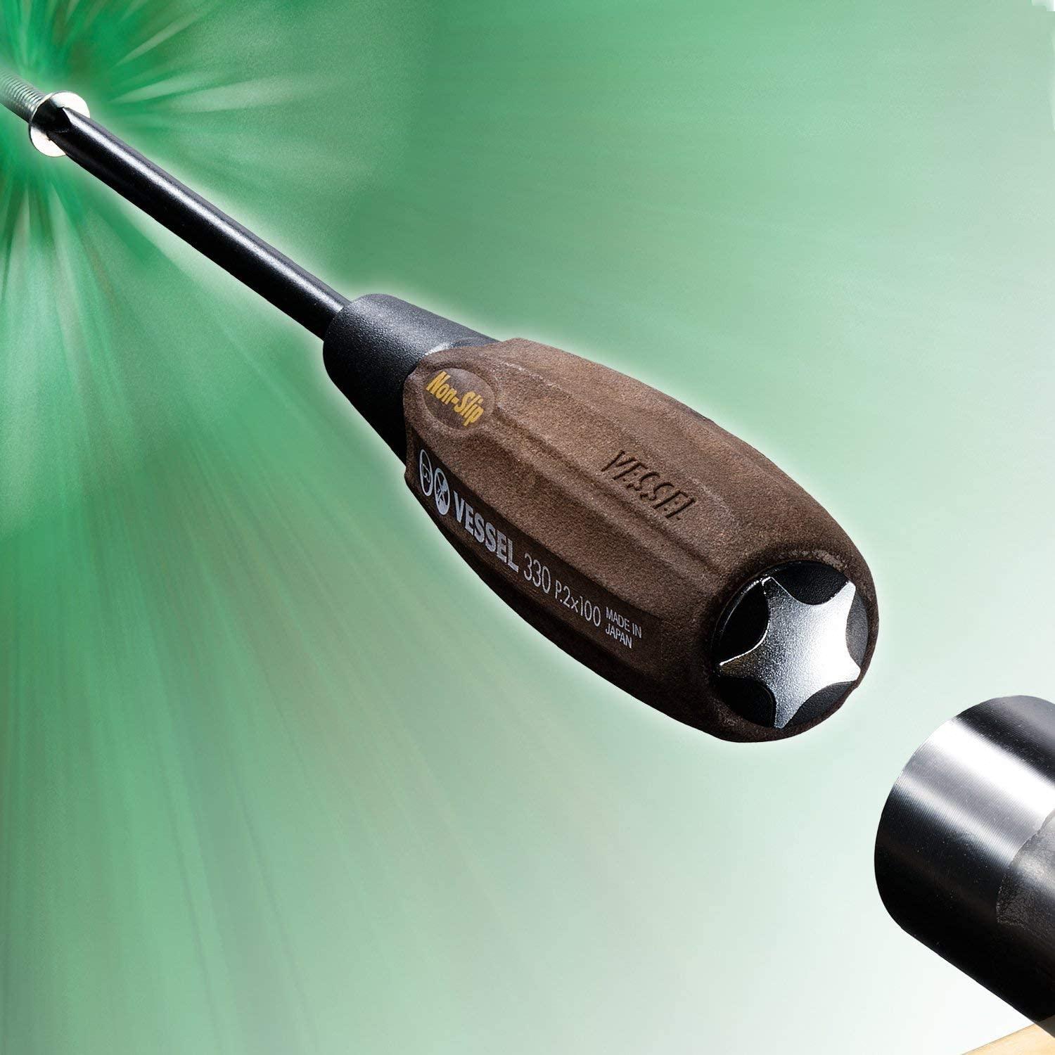 Vessel Tools 3308EVA WOOD-COMPO Non-Slip Tang-Thru Screwdriver Set
