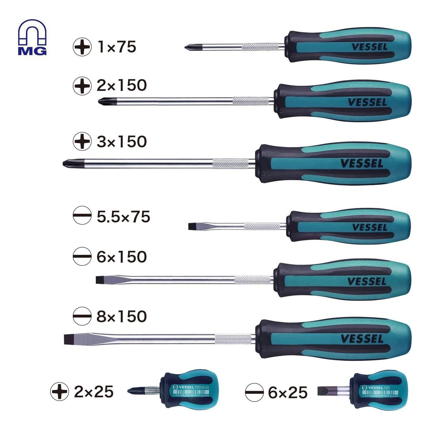 Vessel Tools 9008EVA MEGADORA Screwdriver Set, 8 pieces – Haus of