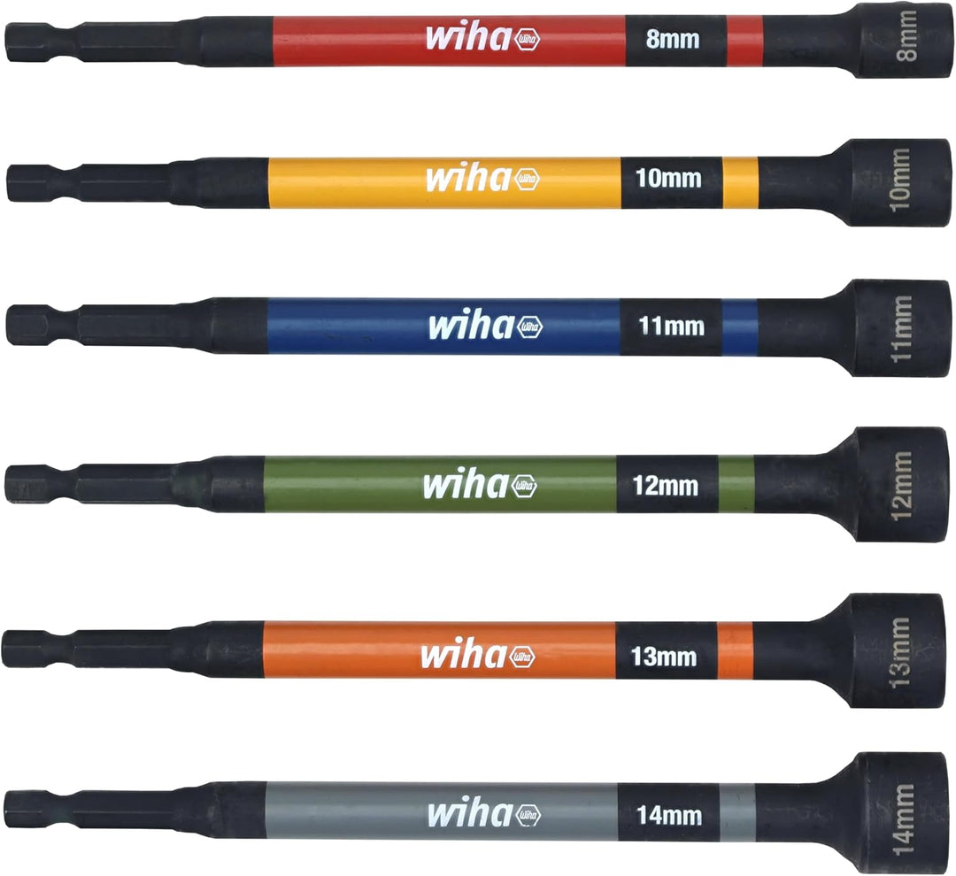 Wiha 94400 12 Piece Color Coded Magnetic Nut Setter SAE-Metric Set in Roll-up Pouch