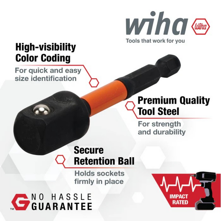 Wiha Tools 72192 Square Drive Impact Adapter, 1/2", 2-Pack