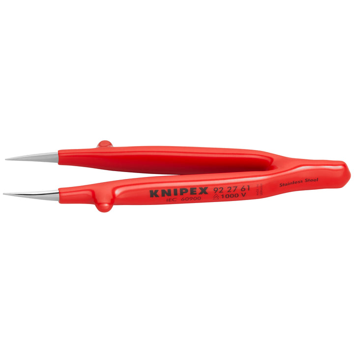 Knipex 92 27 61 5 1/4" Stainless Steel Gripping Tweezers-Pointed Tips-1000V Insulated