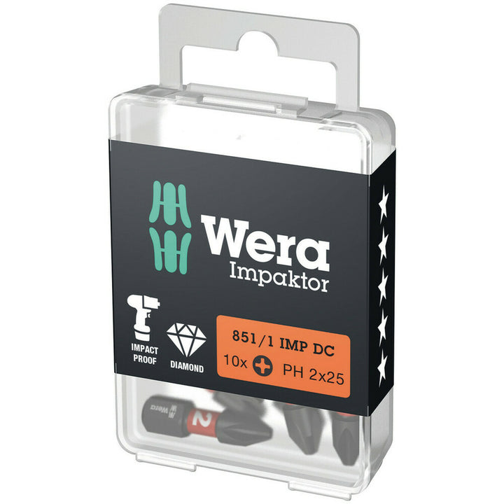 Wera 851/1 IMP DC PH DIY Impaktor PH bits, PH 2 x 25 mm, 10 pieces