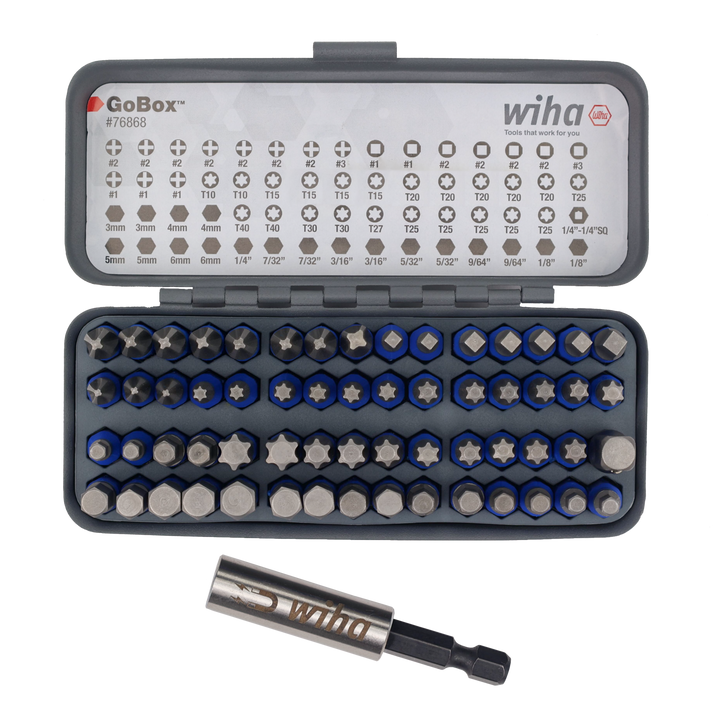 Wiha Tools 76868 GoBox TerminatorBlue Impact Bit Set, 61 Pc.