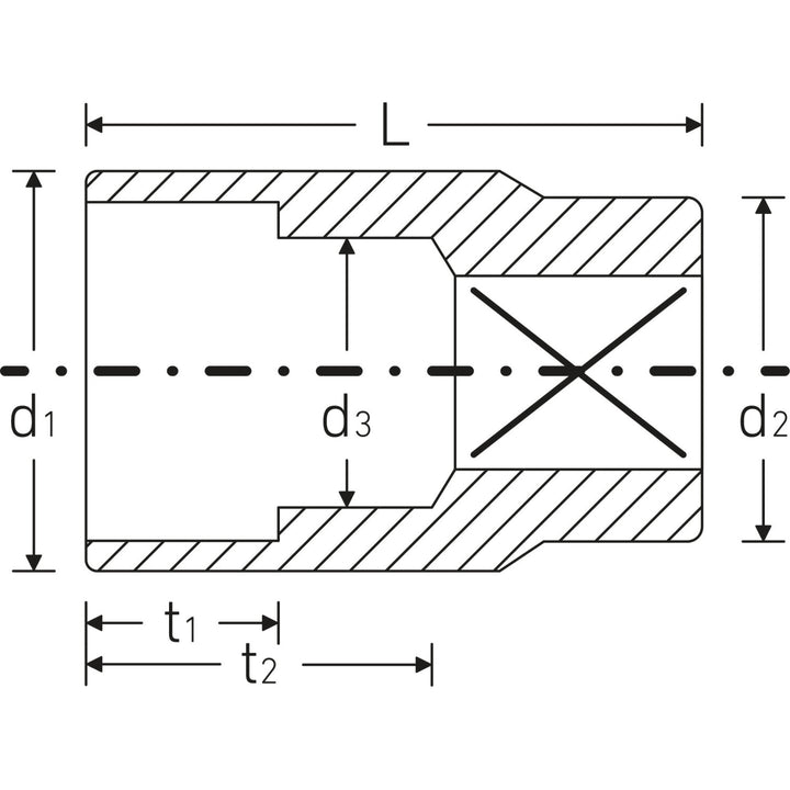 Stahlwille 02010022 45 12-pt Bi-Hex Socket, 3/8" Drive 22 mm