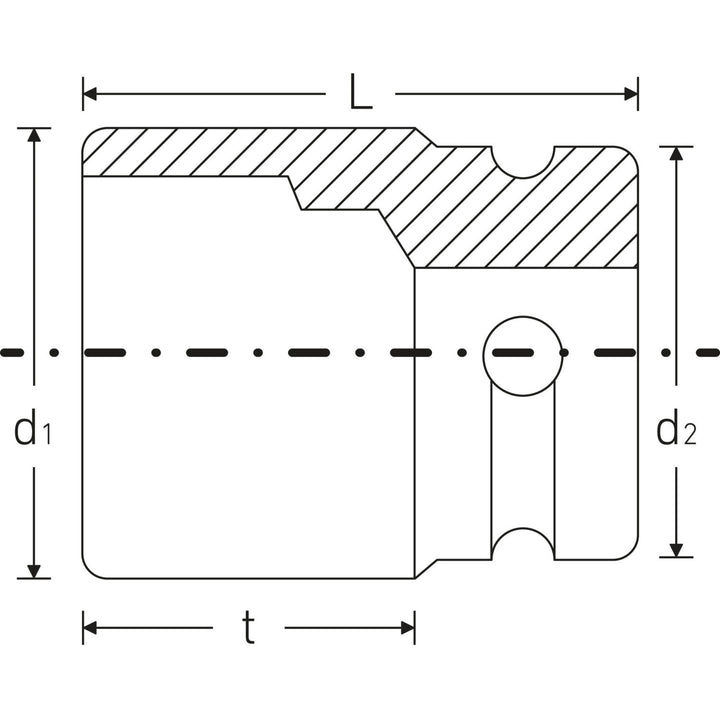 Stahlwille 23010016 50IMP 1/2" 6-pt Impact Socket, 16 mm