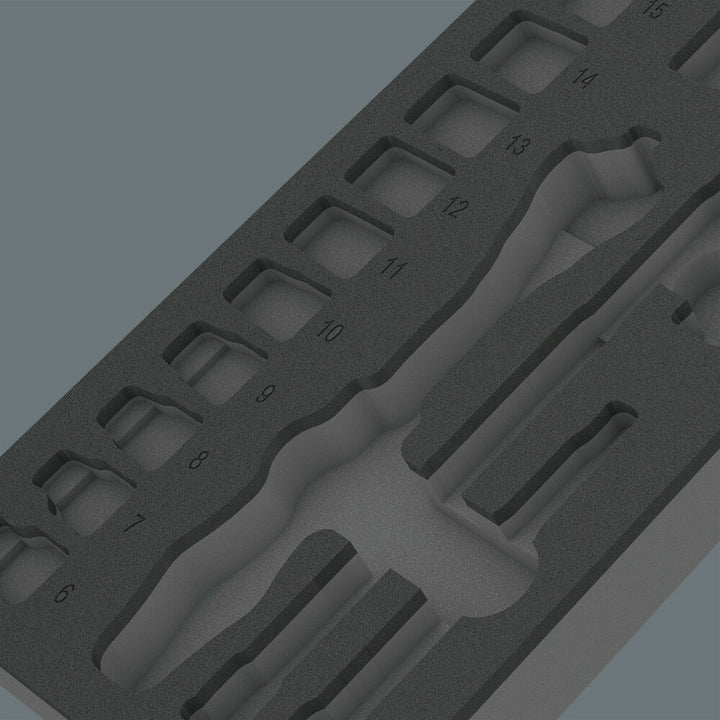 Wera 9821 Foam insert 8000 B Zyklop 3/8" ratchet set 1, empty, 172 x 30 x 392 mm