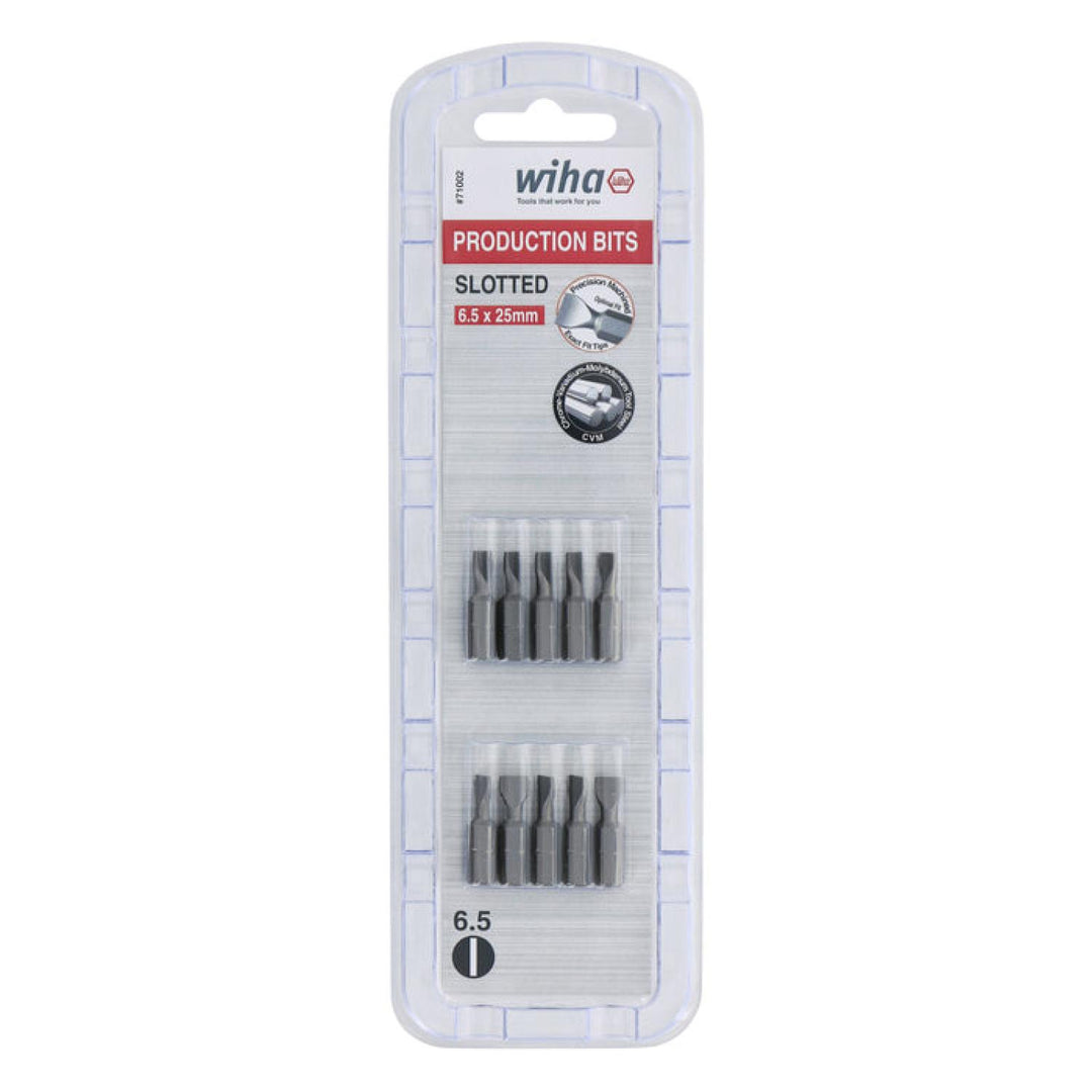 Wiha Tools 71002 6.5 x 25mm Slotted Insert Bit, 10 Pack
