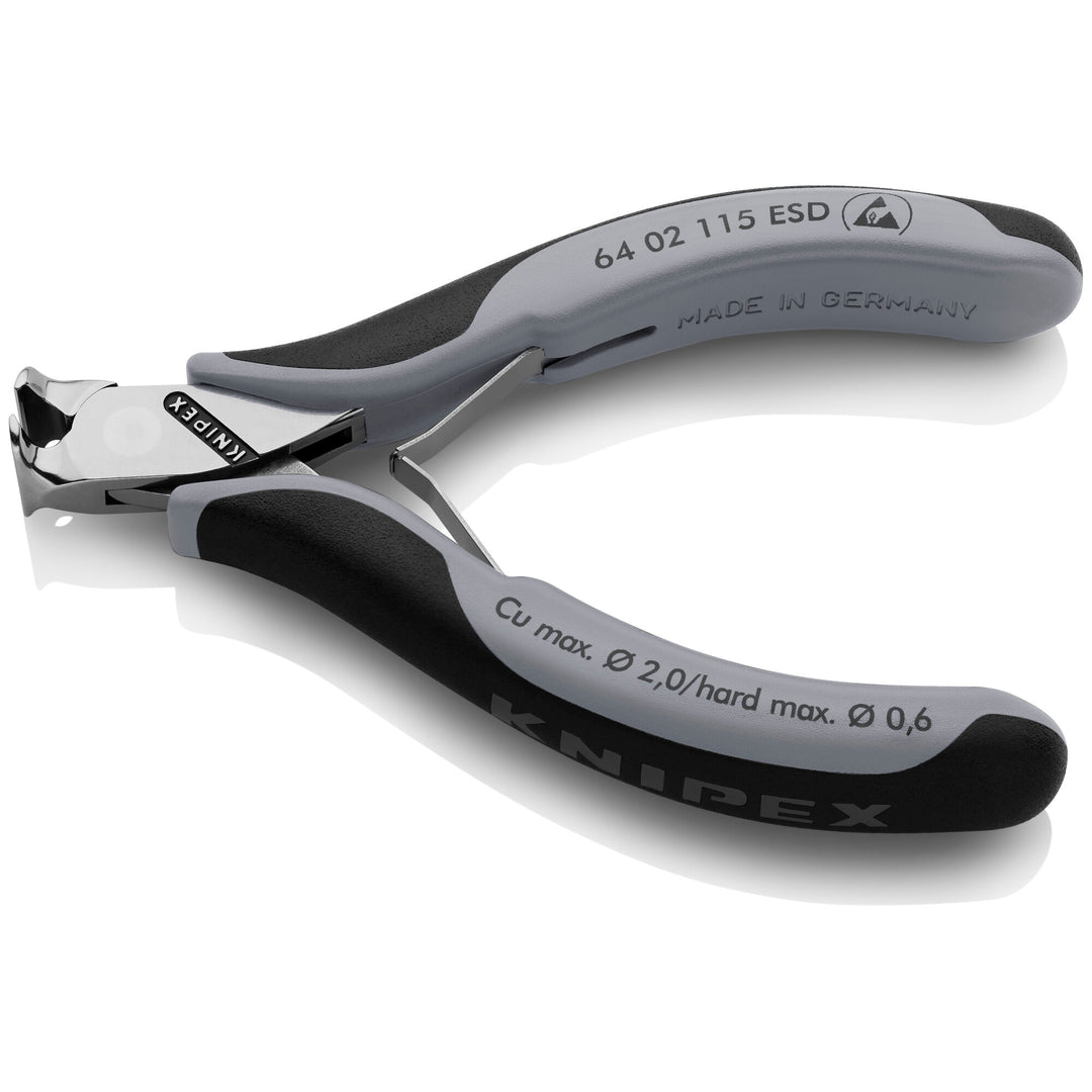 Knipex 64 02 115 ESD 4 1/2" Electronics End Cutting Nippers-ESD Handles