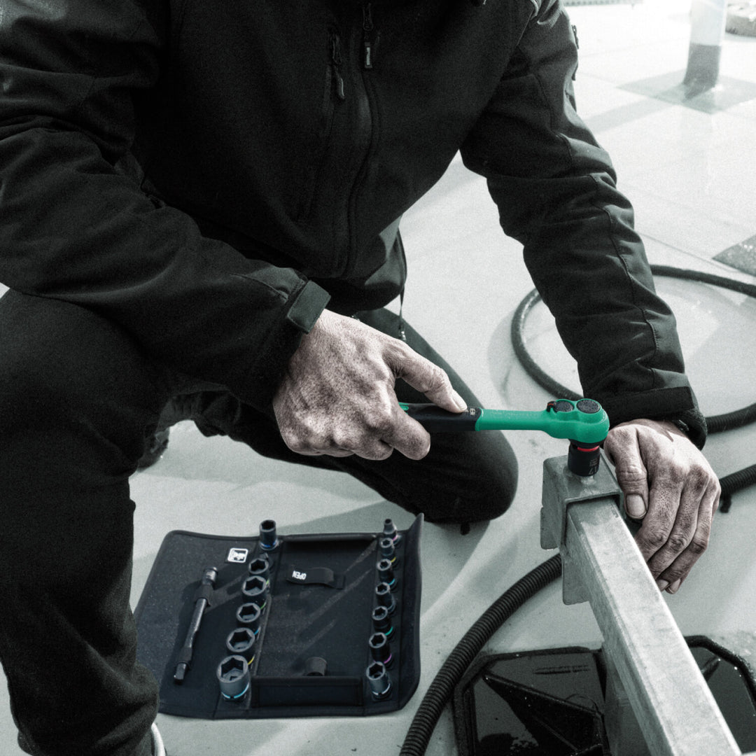 Wera 8100 SB 12 Zyklop Comfort Ratchet set, reversing lever, 3/8" drive, metric