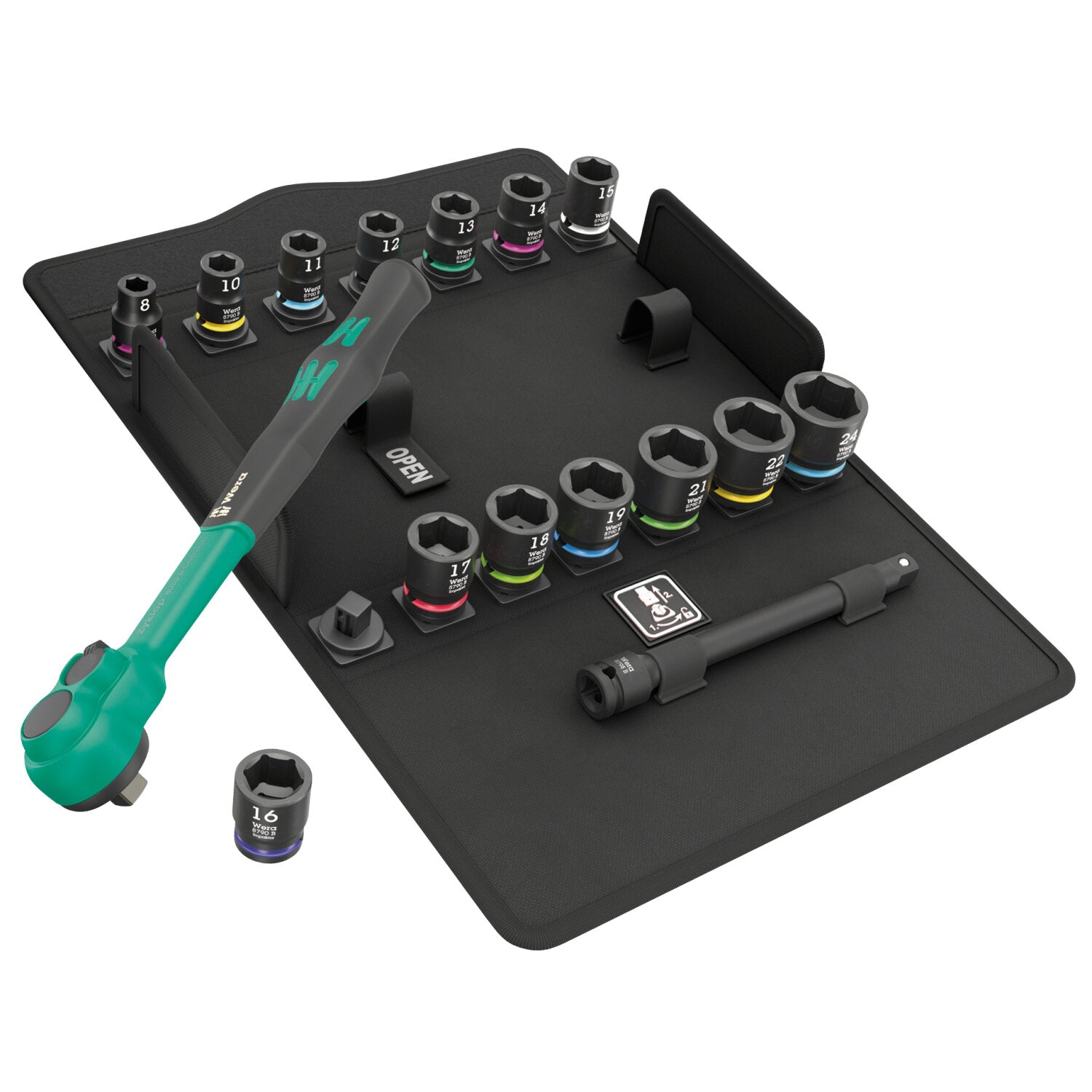 Wera 8100 SB 12 Zyklop Comfort Ratchet set, reversing lever, 3/8