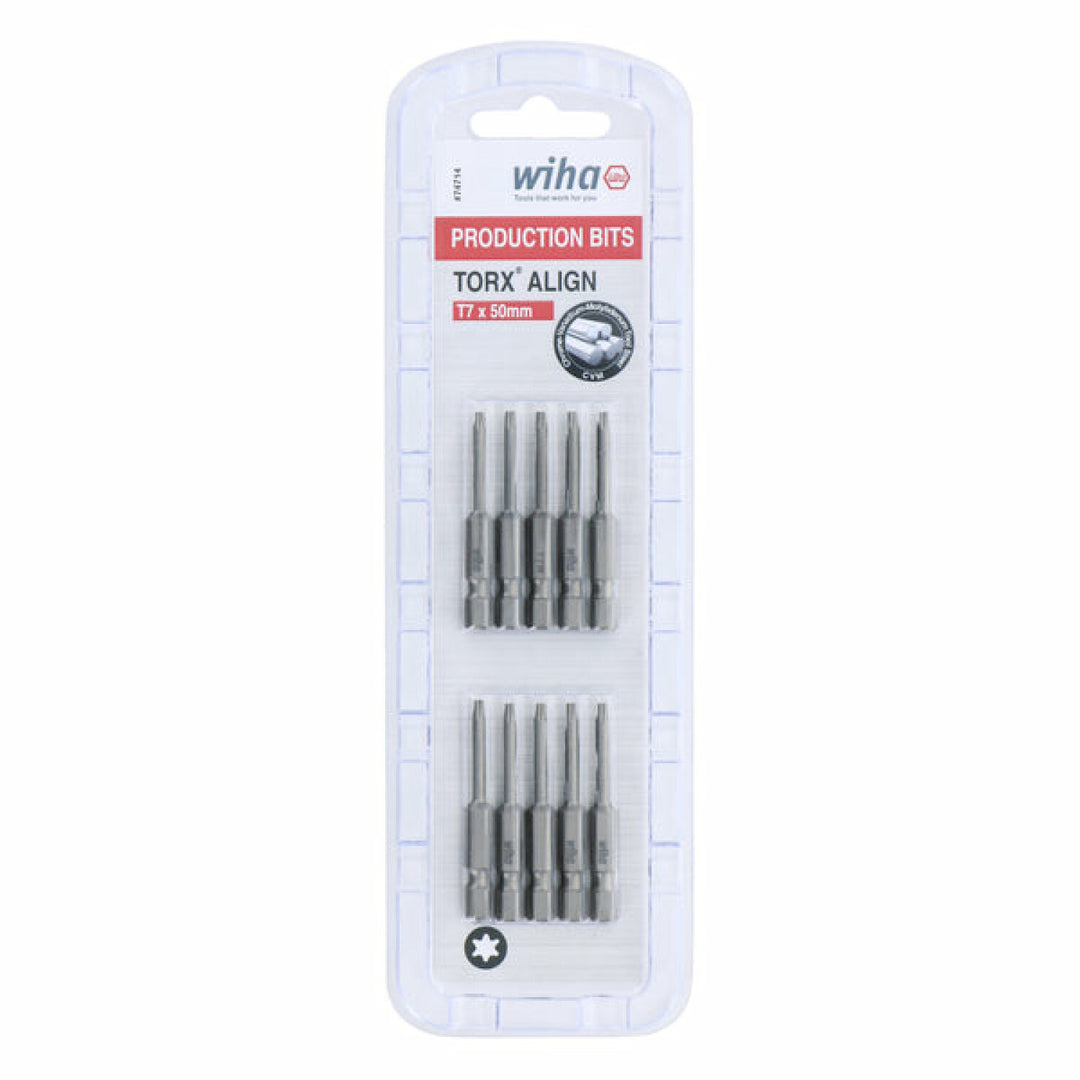 Wiha Tools 74714 TORX Align Power Bit, T7 x 50 mm, 10 Pk,