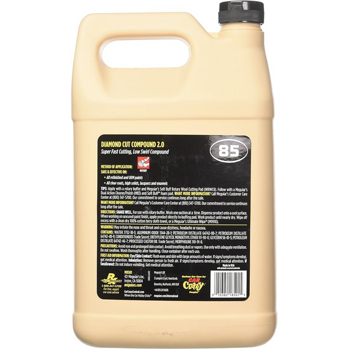 Meguiar's M8501 Mirror Glaze Diamond Cut Compound 2.0, 1 Gallon, Liquid