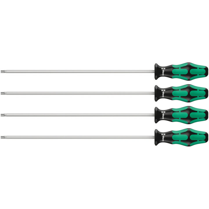 Wera 367/4 TORX® HF Kraftform Plus Screwdriver set with holding function and 300 mm-long blades, 4 pieces