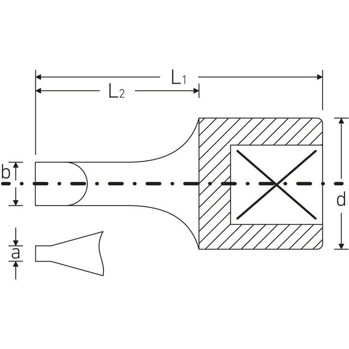 Stahlwille 01280006 41K Slotted Socket, 0.6 x 3.5 mm 1/4 inch Drive
