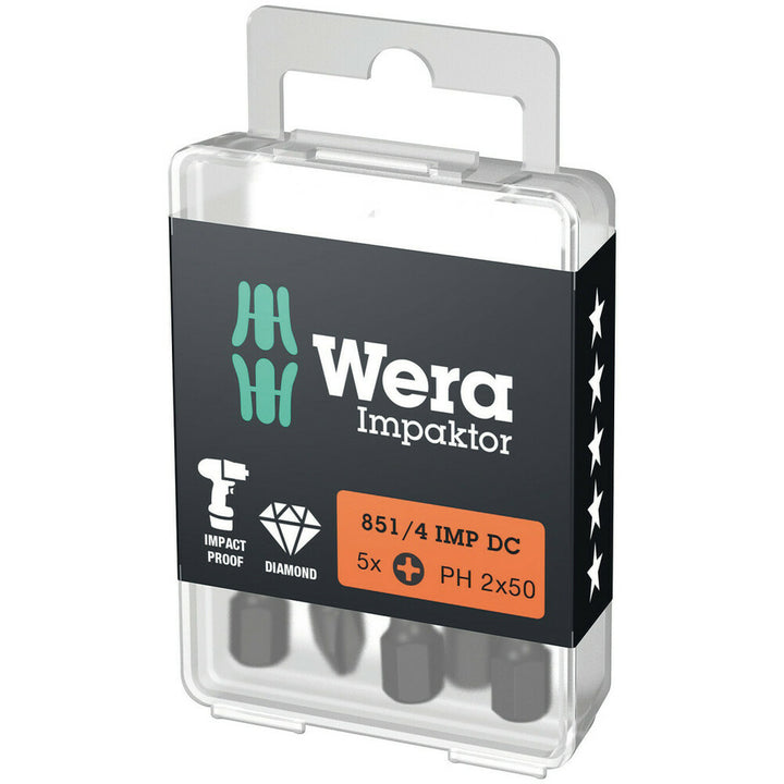 Wera 851/4 IMP DC PH DIY Impaktor PH bits, PH 2 x 50 mm, 5 pieces