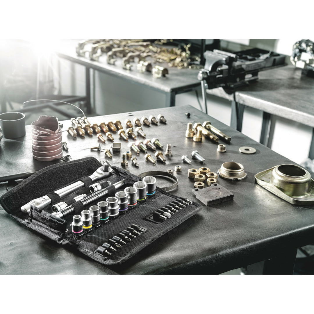 Wera 8100 SB 8 Zyklop Metal Ratchet Set with switch lever, 3/8" drive, metric, 29 pieces