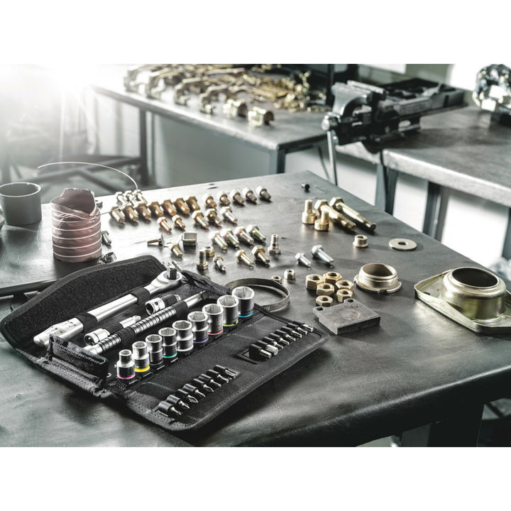 Wera 8100 SB 8 Zyklop Metal Ratchet Set with switch lever, 3/8" drive, metric, 29 pieces