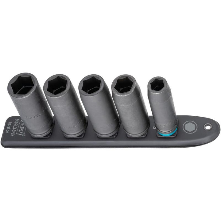 Hazet 900SLG-SR/5 SmartRail 1/2" Impact Metric Deep Socket Set, 5 Pieces