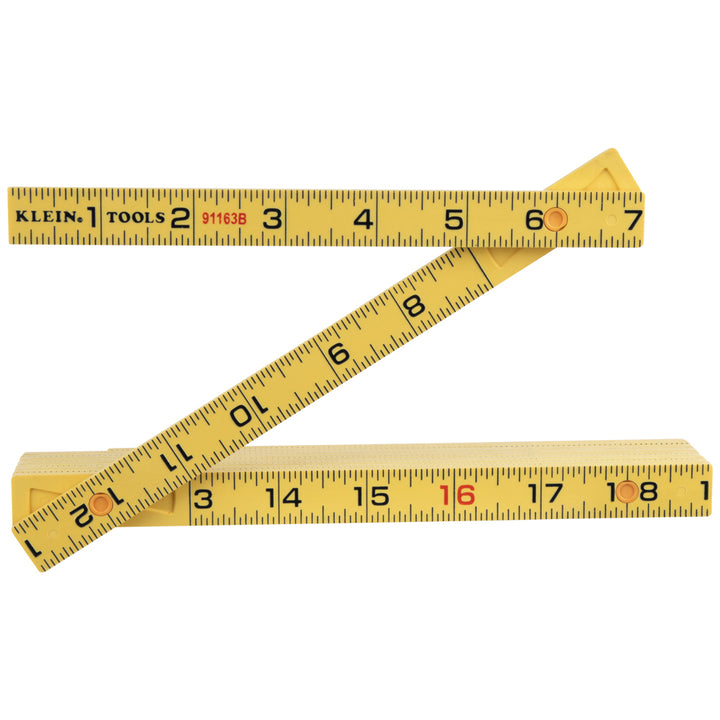 Klein Tools 91163B Fiberglass Folding Rule, Outside Reading, Brick Scale