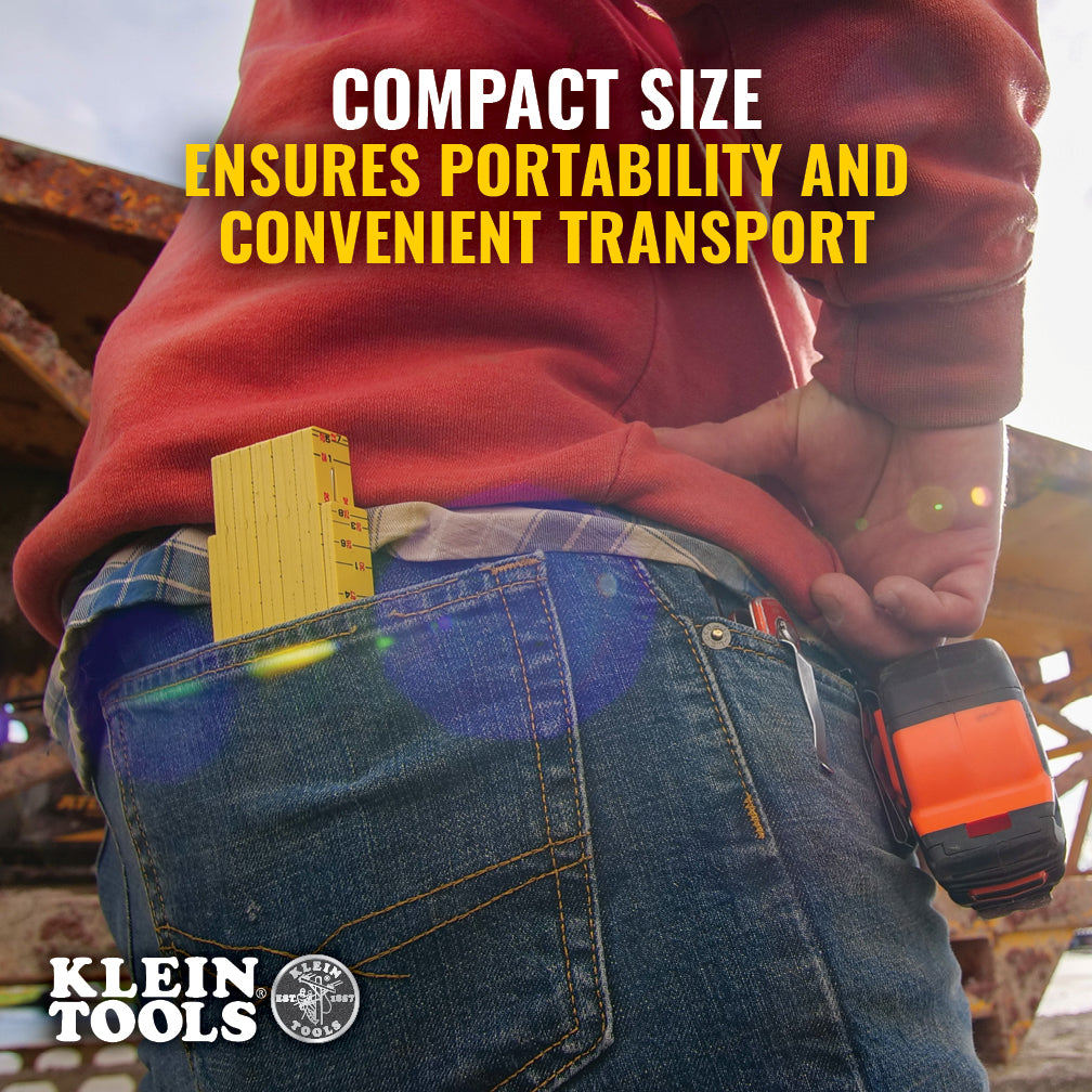 Klein Tools 91163B Fiberglass Folding Rule, Outside Reading, Brick Scale