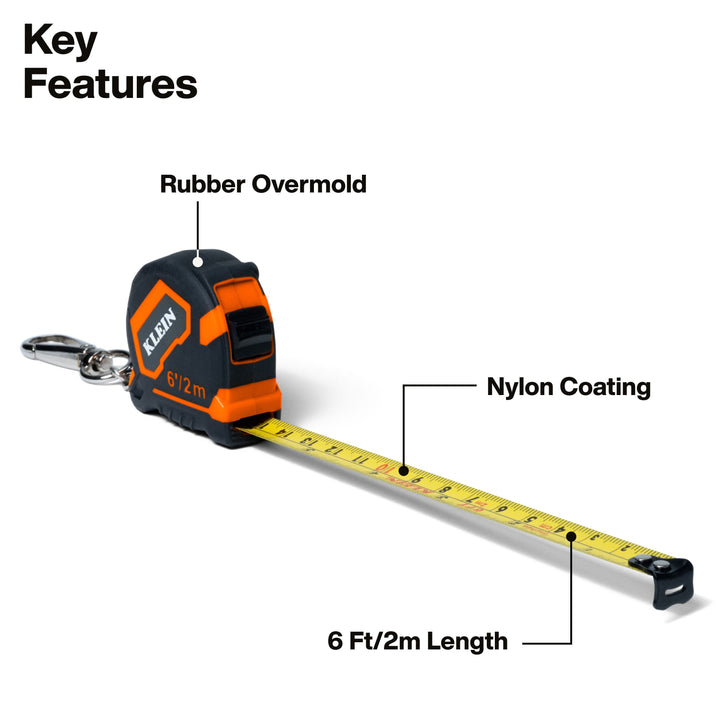 Klein Tools 9362 6-Foot Keychain Tape Measure