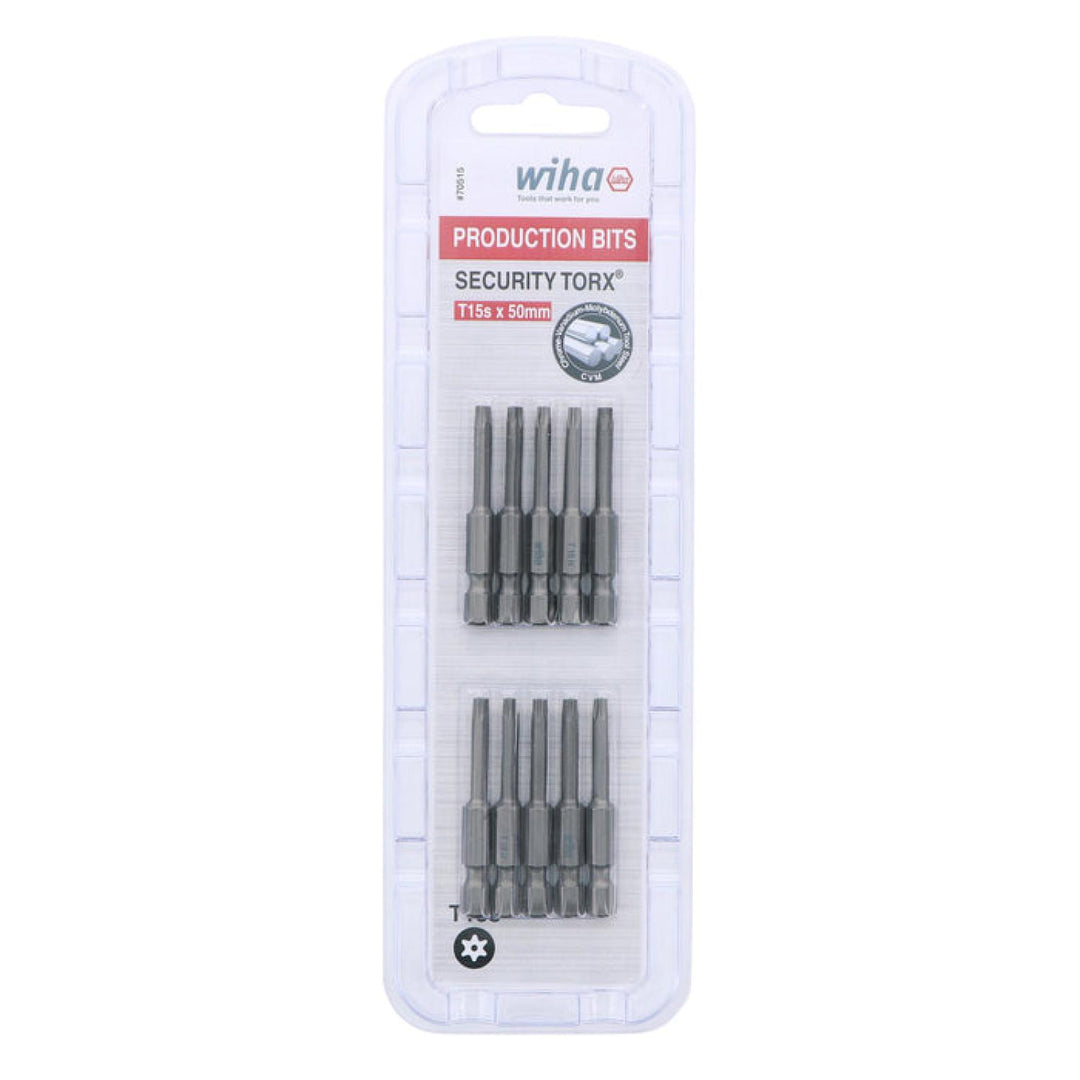 Wiha Tools 70515 T15s x 50mm Security TORX® Power Bit, 10 Pack