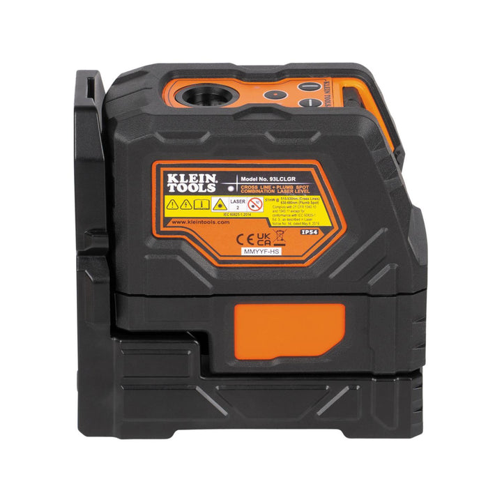 Klein Tools 93LCLGR Rechargeable Self-Leveling Green Cross-Line Laser Level with Red Plumb