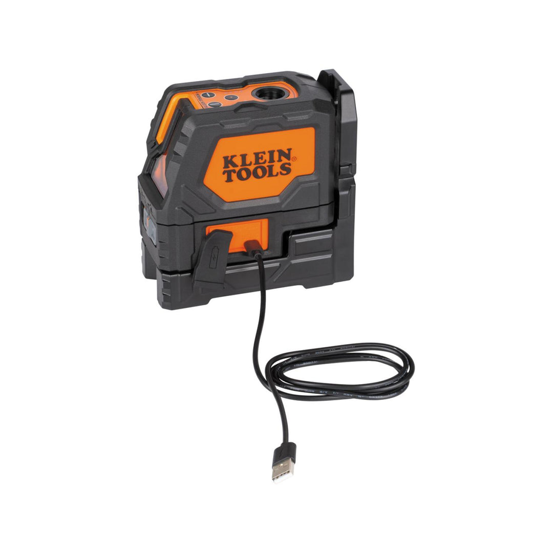 Klein Tools 93LCLGR Rechargeable Self-Leveling Green Cross-Line Laser Level with Red Plumb