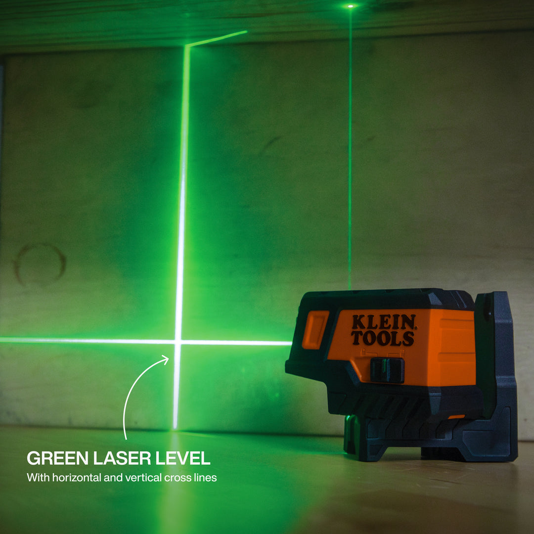 Klein Tools 93MCLPG Compact Green Cross-Line Laser Level with Plumb Spot