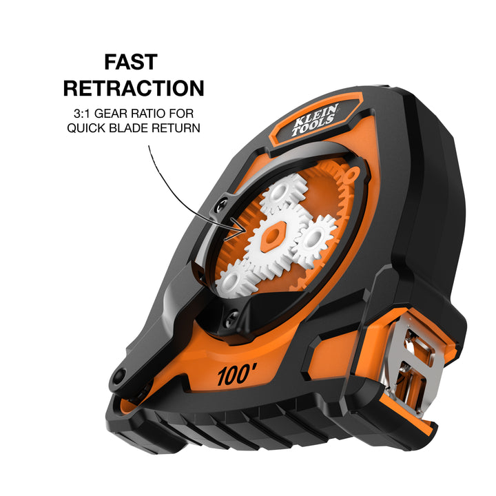 Klein Tools 94100CR Closed Reel Long Tape Measure, 100-Foot