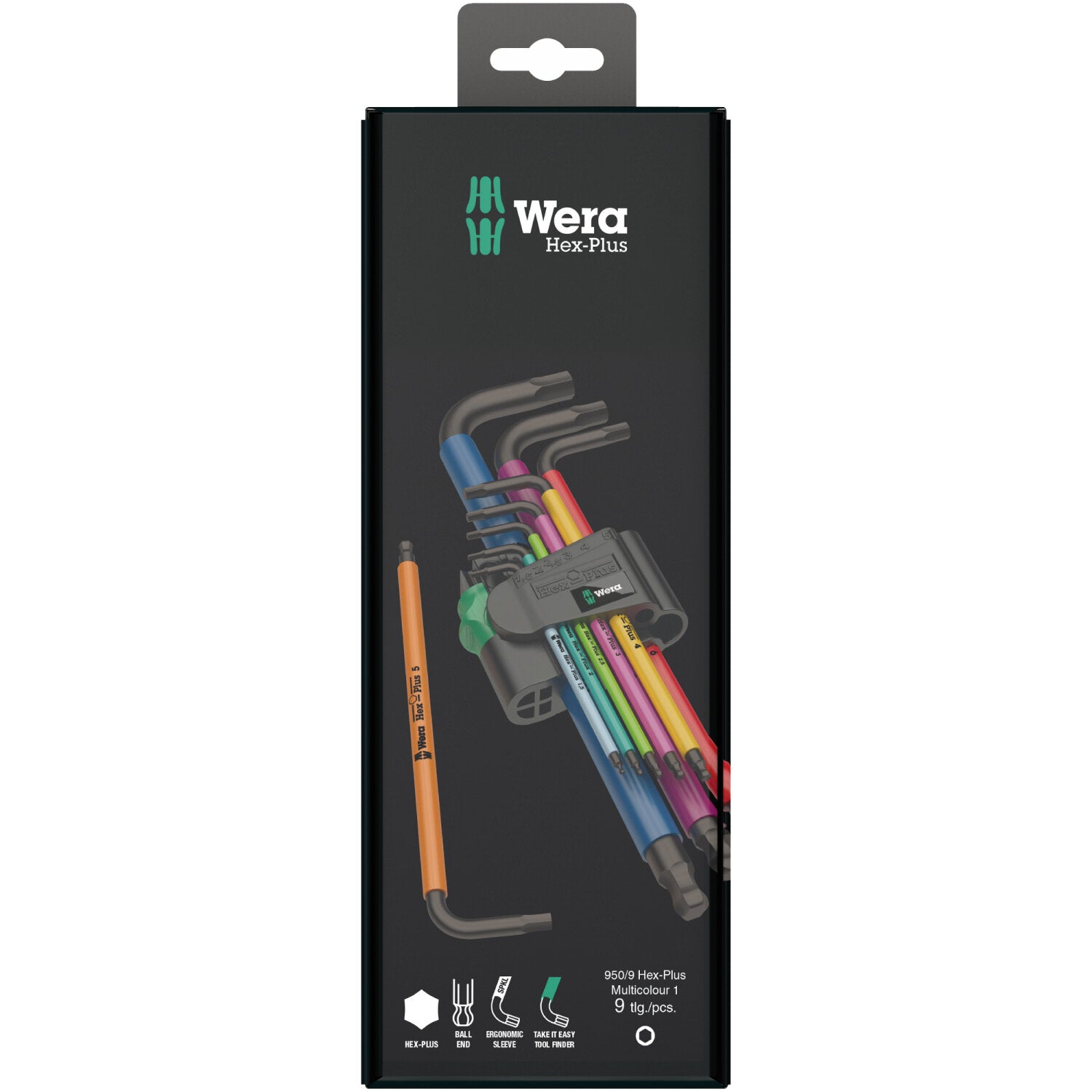 Wera 950/9 Hex-Plus Multicolour 1 SB L-key set, metric, BlackLaser