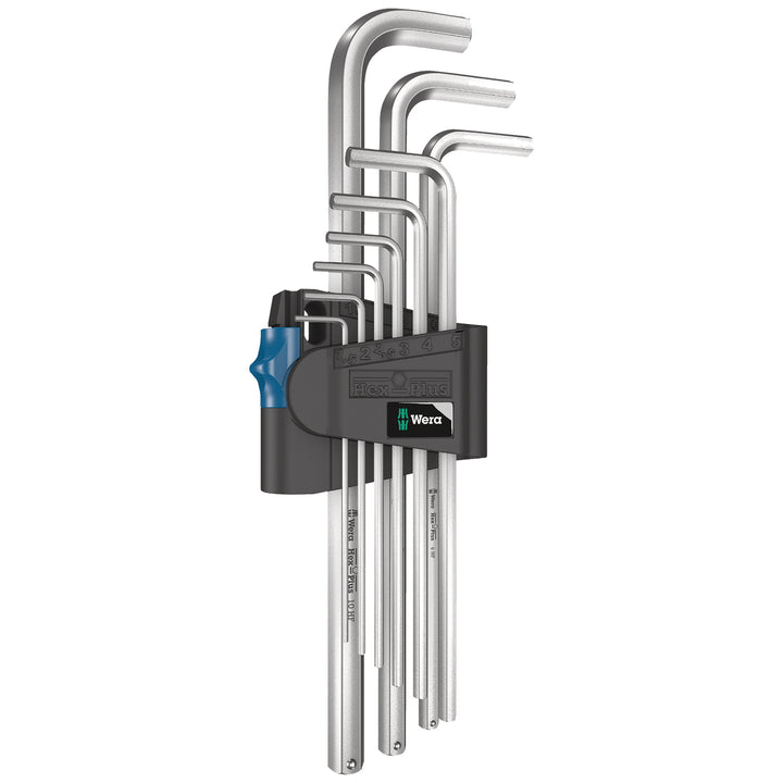Wera 950/9 L Hex-Plus HF 1 L-key set, metric, chrome-plated, with holding function, 9 pieces