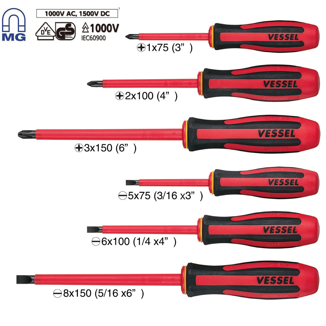Vessel 9606EVA MEGADORA Insulated Screwdriver 6 Pieces
