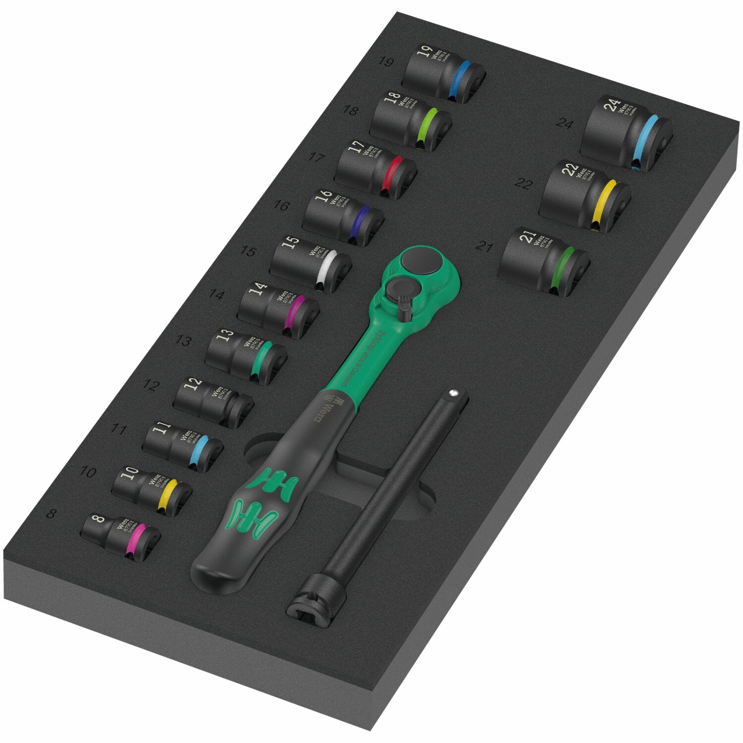 Wera 9724 Foam Insert 8010 B Zyklop Comfort Ratchet Set 1, 3/8