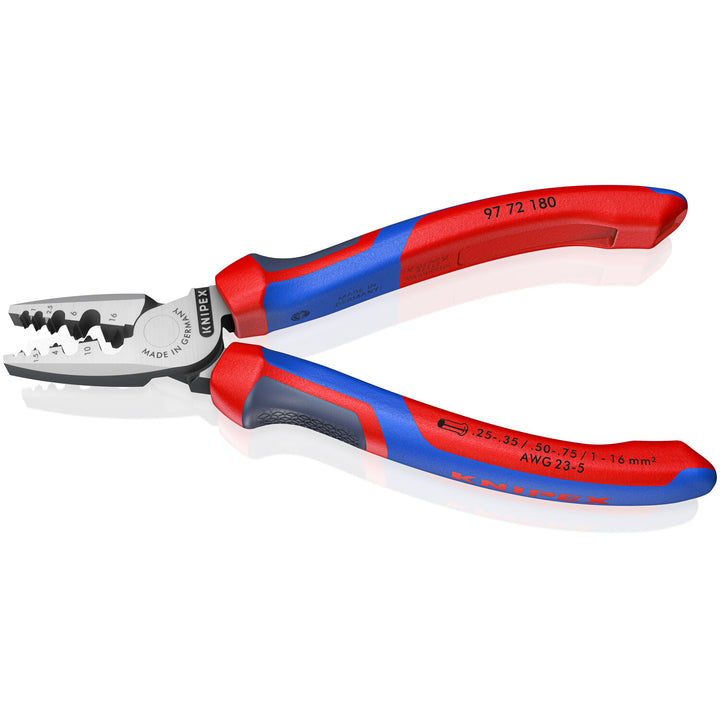 Knipex 97 72 180 KnipeXtend 7 1/4" Crimping Pliers for Wire Ferrules