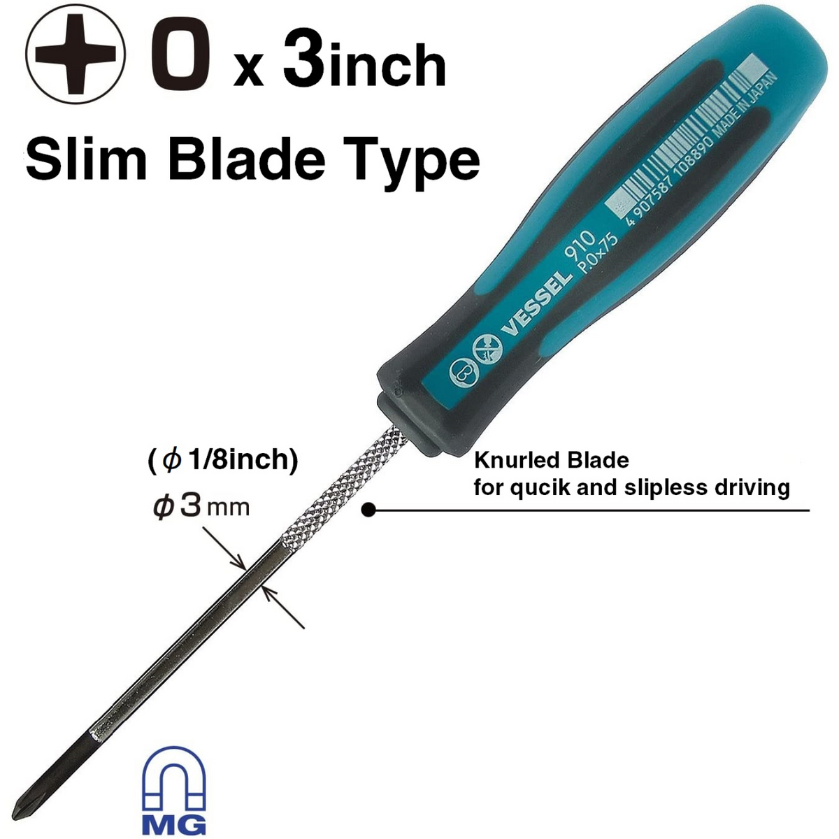 KTC JIS Phillips Screwdriver Set #3 X 150mm & #2 X 100mm - Made In Japan