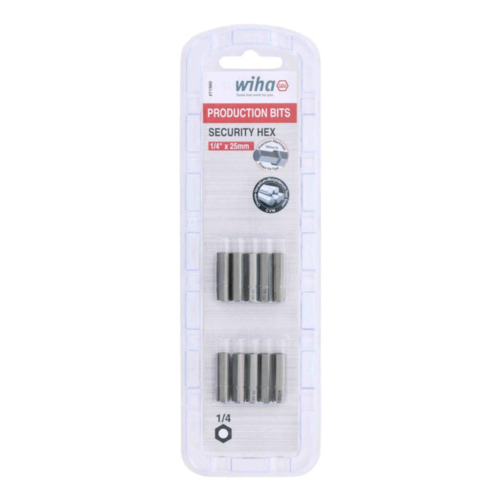 Wiha Tools 71960 Security Hex Insert Bit, 1/4" x 25 mm, 10 Pk.