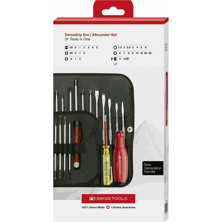 PB Swiss PB 38515.LED CBB SwissGrip Evo Allround Set Roll-up Case 31 Pieces